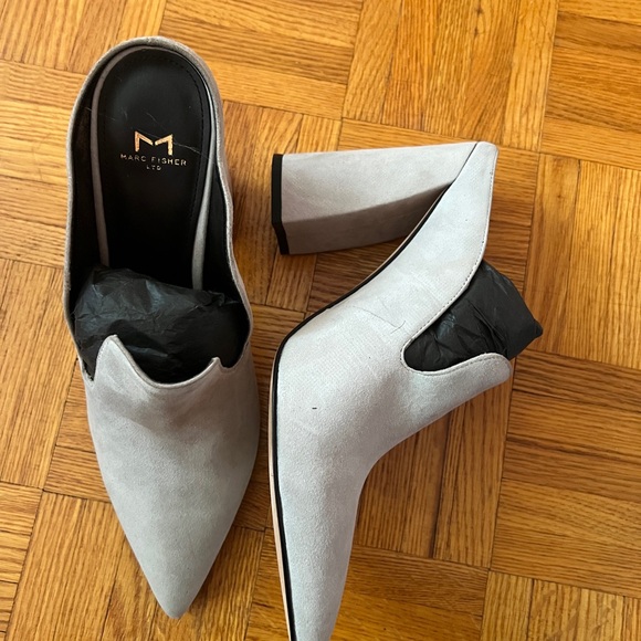 Marc Fisher Grey Suede Heeled Booties - Picture 2 of 5